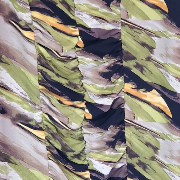 Worthington Stretch V Neck Ruched Front Abstract Cap Sleeve Top XL - Picture 3 of 5